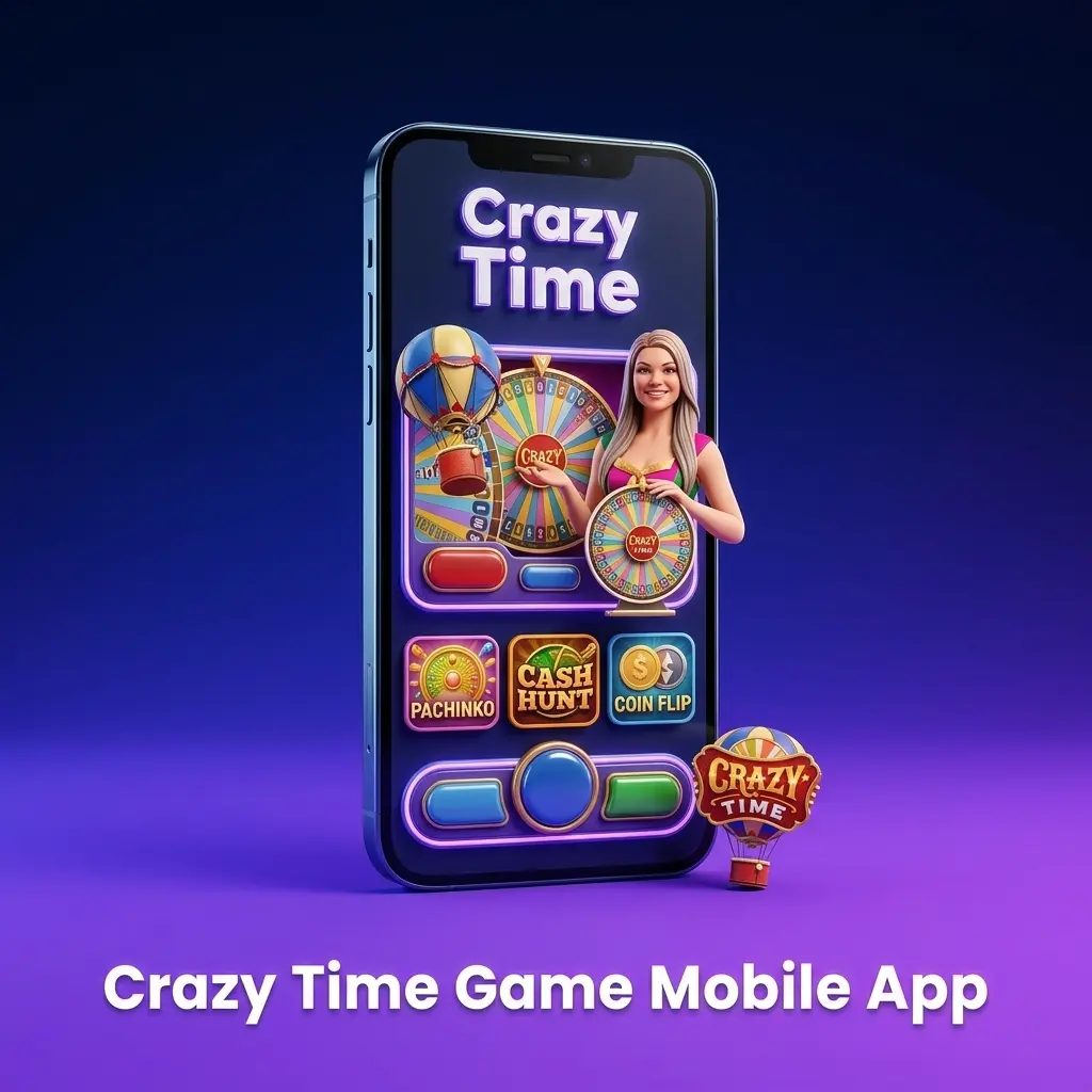 Crazy Time mobile app on Android and iOS showing live game show interface for 1xbet Mostbet and Betwinner